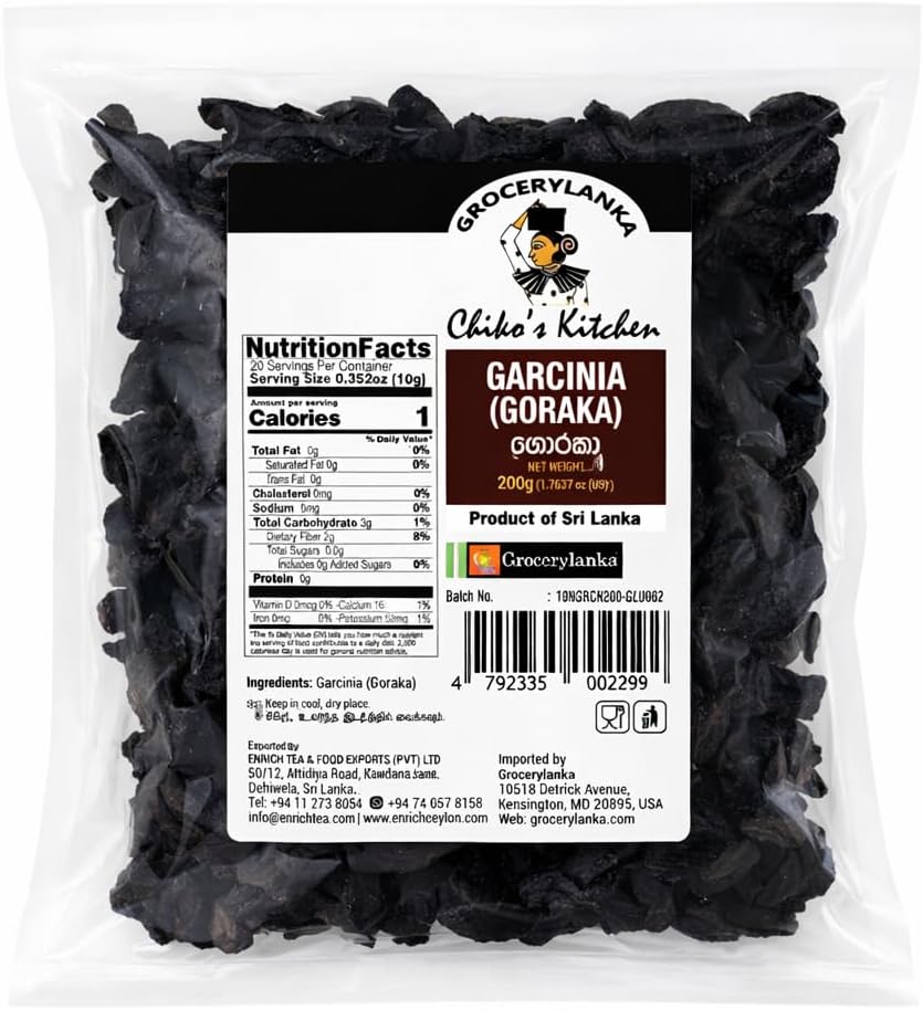 Goraka 200g (7oz), Dried Garcinia Cambogia | Malabar Tamarind | Kudampuli, South Asian Natural Food Souring Agent