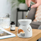 Ceramic Oil & Wax Burner – Tea Light Warmer for Quick Aromatherapy Relaxation, for Aromatherapy Enthusiasts | Flower Pattern to Elevate Home/Bedroom Charm