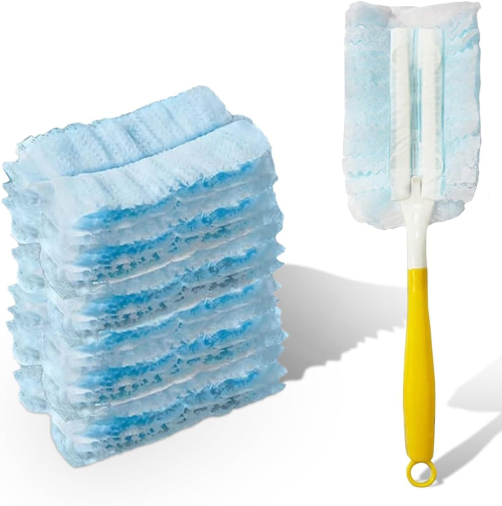 YoRise Duster Refills, Microfiber Cleaning Tools with 1 Handle, Heavy Duty Electrostatic Duster Replacement Head, Disposable Cleaning Supplies for Car, Kitchen, Bedroom, Furniture, Blinds (10PCS)