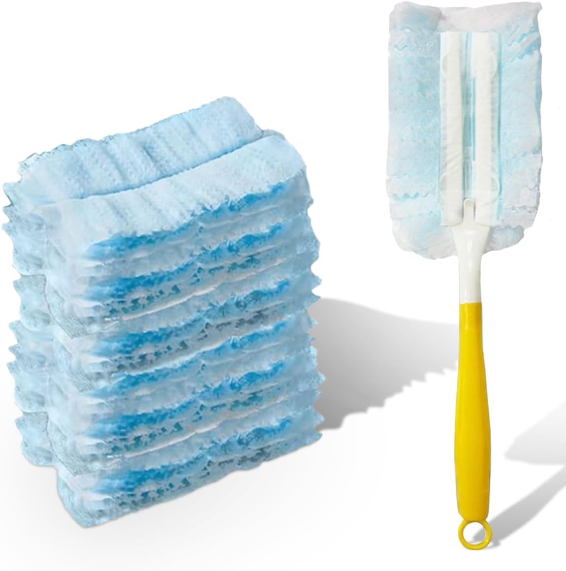 YoRise Duster Refills, Microfiber Cleaning Tools with 1 Handle, Heavy Duty Electrostatic Duster Replacement Head, Disposable Cleaning Supplies for Car, Kitchen, Bedroom, Furniture, Blinds (10PCS)