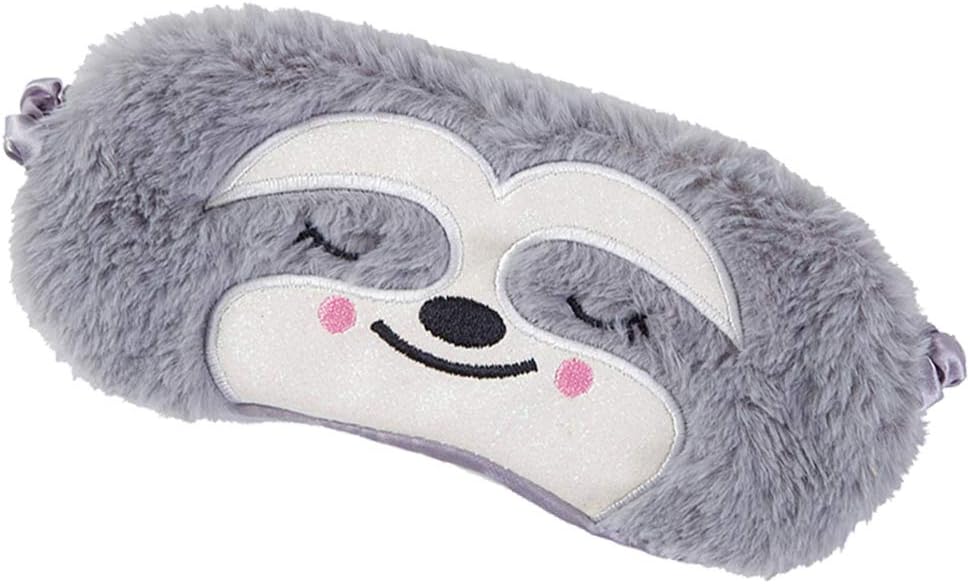 Cute Animal Sleeping Mask Soft Plush Blindfold Cute Rabbit Panda Koala Eye Cover Eyeshade for Kids Teens Girls Women (Grey Sloth)