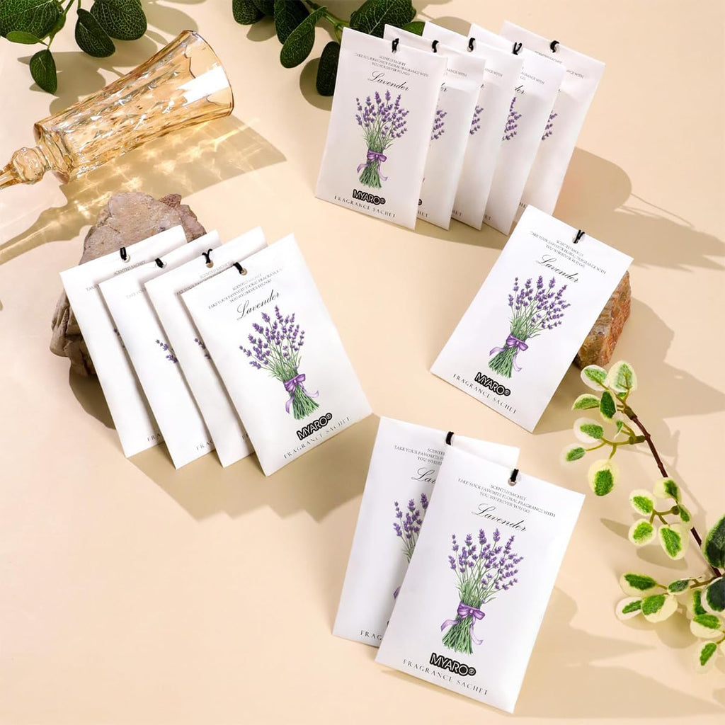 12 Packs Lavender Hanging Closet Deodorizer Air Freshener Long Lasting Scented Sachets Smell Goods for House or Office
