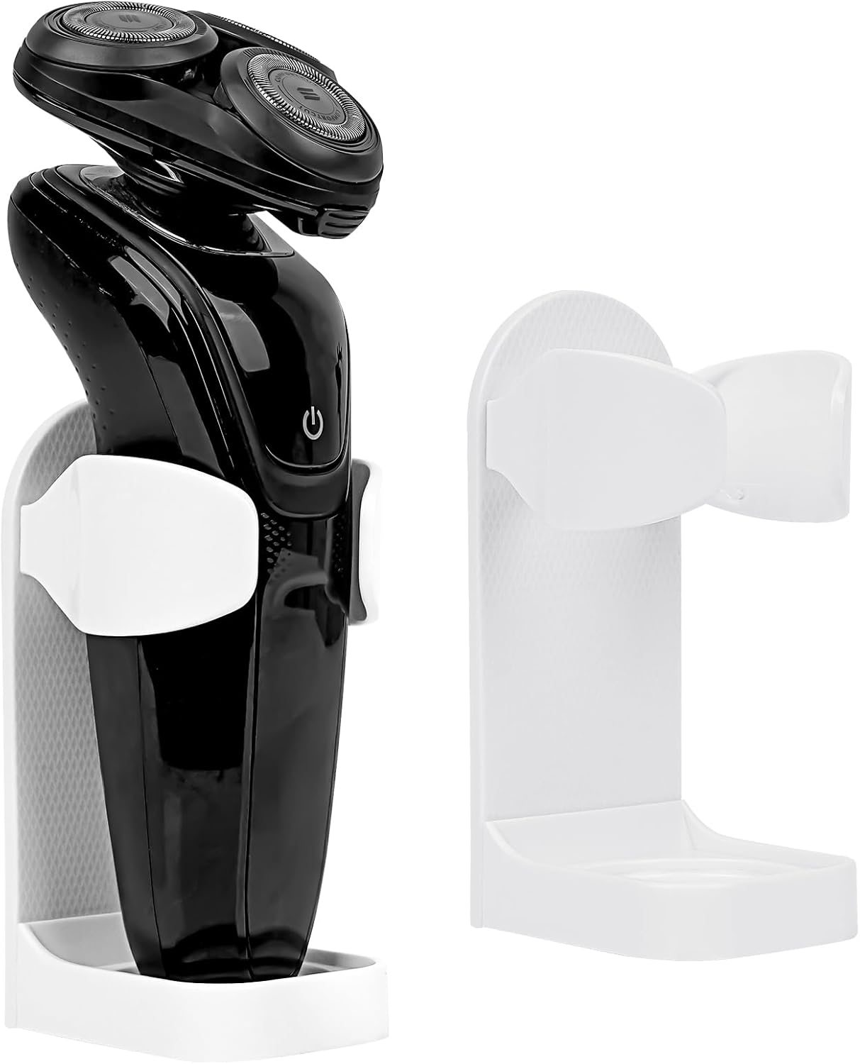 Linkidea 2 Pack Self Adhesive Razor Hanger, Adjustable Shaver Holder Wall Mounted, Shower Organizer Compatible with Braun Series 5, 6 (White)