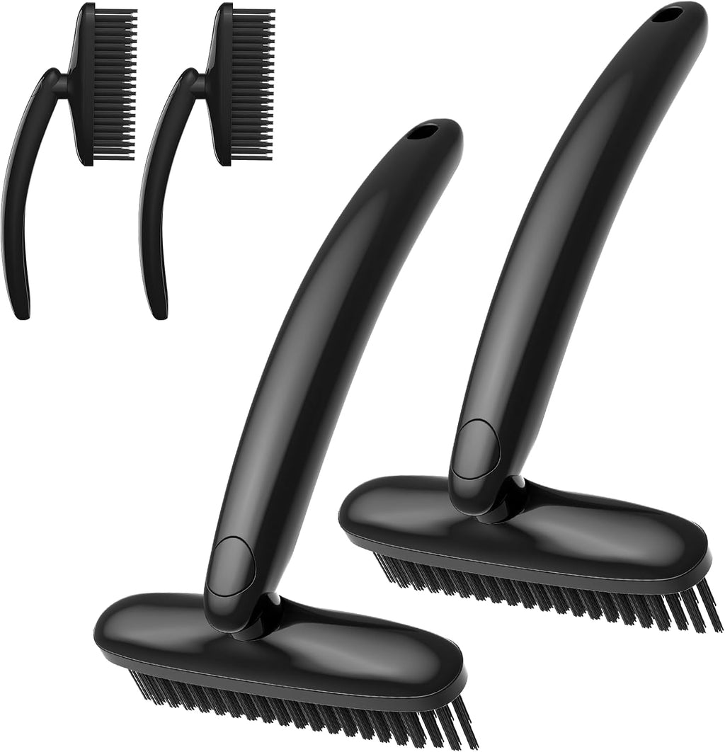 TQRR 360 Degree Rotating Crevice Cleaning Brush- Household Hard Bristle Cleaning Brush, Multifunctional Bathroom Cleaning Tools for Kitchen Sink, Window, Tile, Toilet Seat (2, Black)