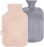 2.0L Fashy Hot Water Bottle with Barker Textiles 100% Wool Cover (Beige) Hot Water Bag with Cover