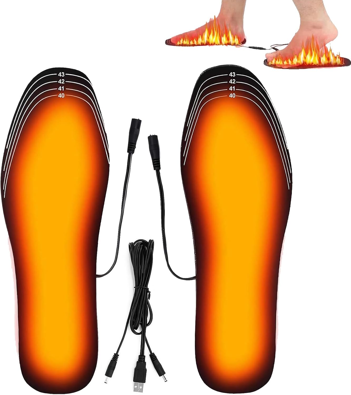 Heated Insoles USB Electric Power Thermal Soles for Winter Boots Shoes Sneaker Ice Fishing Camping Outdoor Activities, Feet Warmers Full-Foot Heating & Cut-to-Fit Design for Women Men