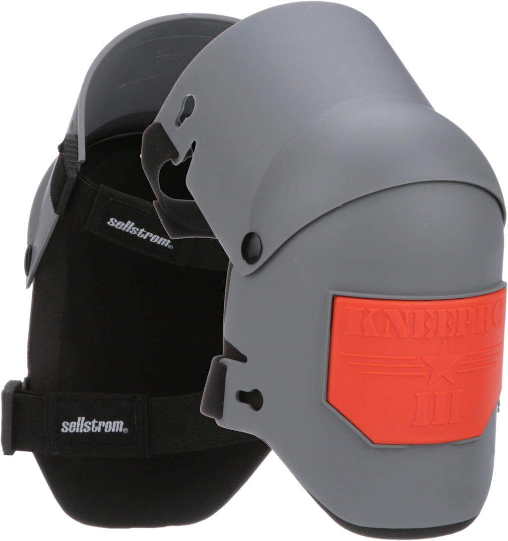 Sellstrom KneePro Knee Pads - Ultra Flex III - Heavy Duty Protection and Comfort for Construction, Gardening, Army, Flooring Work - Grey and Orange