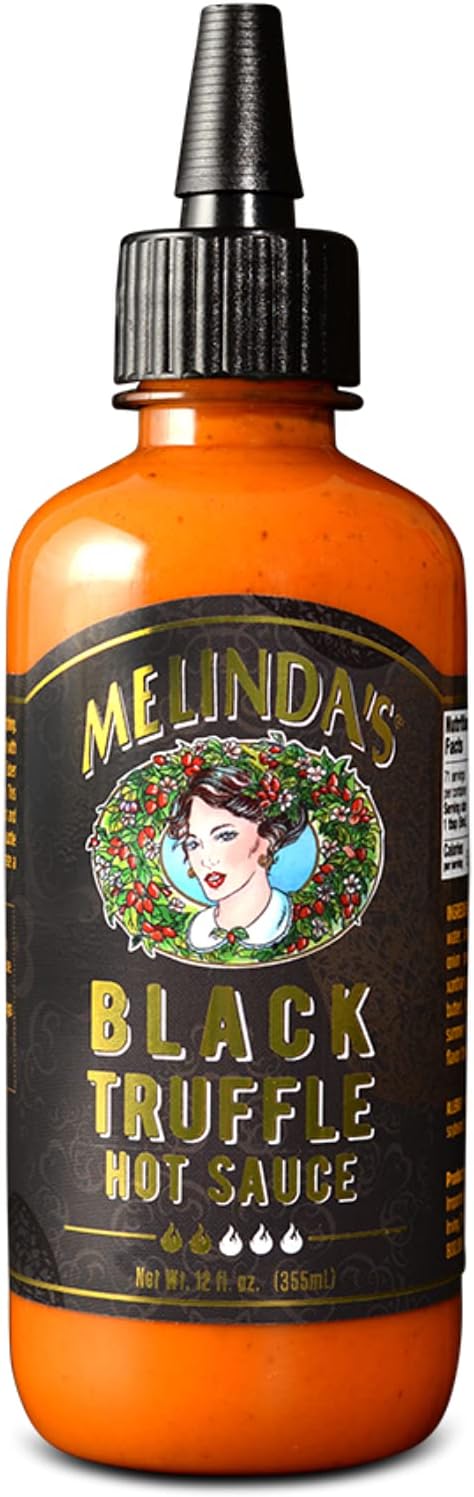 Melinda’s Black Truffle Hot Sauce - Gourmet Truffle Hot Sauce Made with Fresh Ingredients, Italian Black Truffles, Cayenne Peppers, Garlic & Colombian Honey - Keto, No Sugar, No Carbs -12 oz, 1 Pack