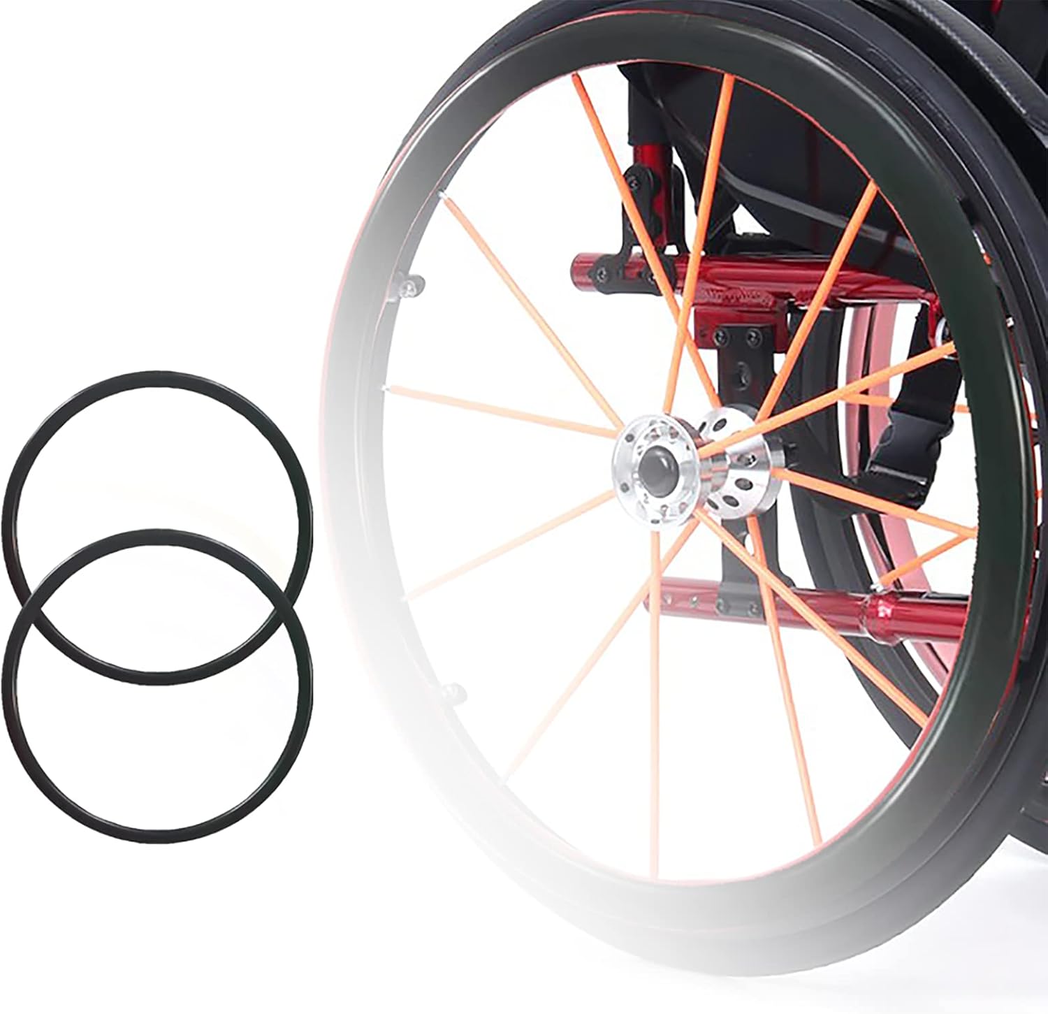 Hcduvso 1Pair Wheelchair Push Rim Covers, 22/24in Non-Slip Rear Wheel Sports Wheelchair Rubber Cover, Wear-Resistant, Improve Grip and Traction,24in-Black