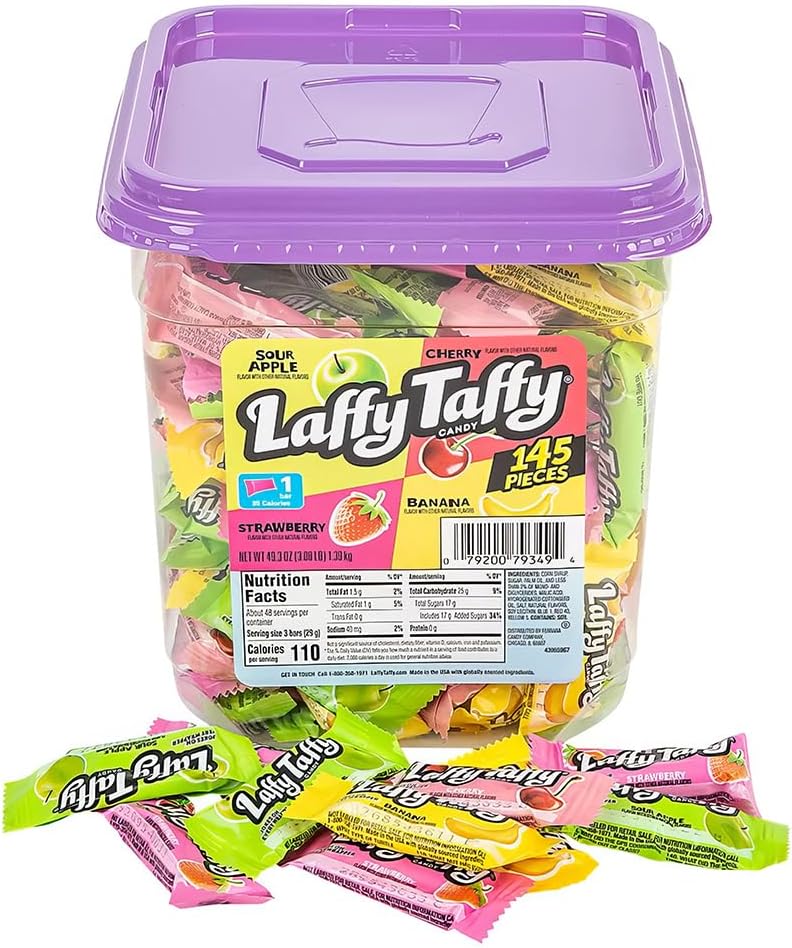 Laffy Taffy Assorted Candy Jar, 145 Count (Pack of 1)