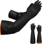 AUAUY 14"/18" Chemical Resistant Gloves, Reusable Heavy-Duty Rubber Gloves, Non-Slip Large Rubber Gloves, 1 Pair