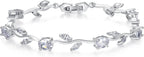 BISAER Lovely White Gold Plated AAA Cubic Zirconia Gemstone Flower Vine 7 Inches Bracelet for Mothers