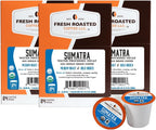 Fresh Roasted Coffee, Organic Sumatra Water-Processed Decaf | 100% Single Origin, USDA Organic, Kosher | Medium Roast K-Cup Compatible | 72 Pods