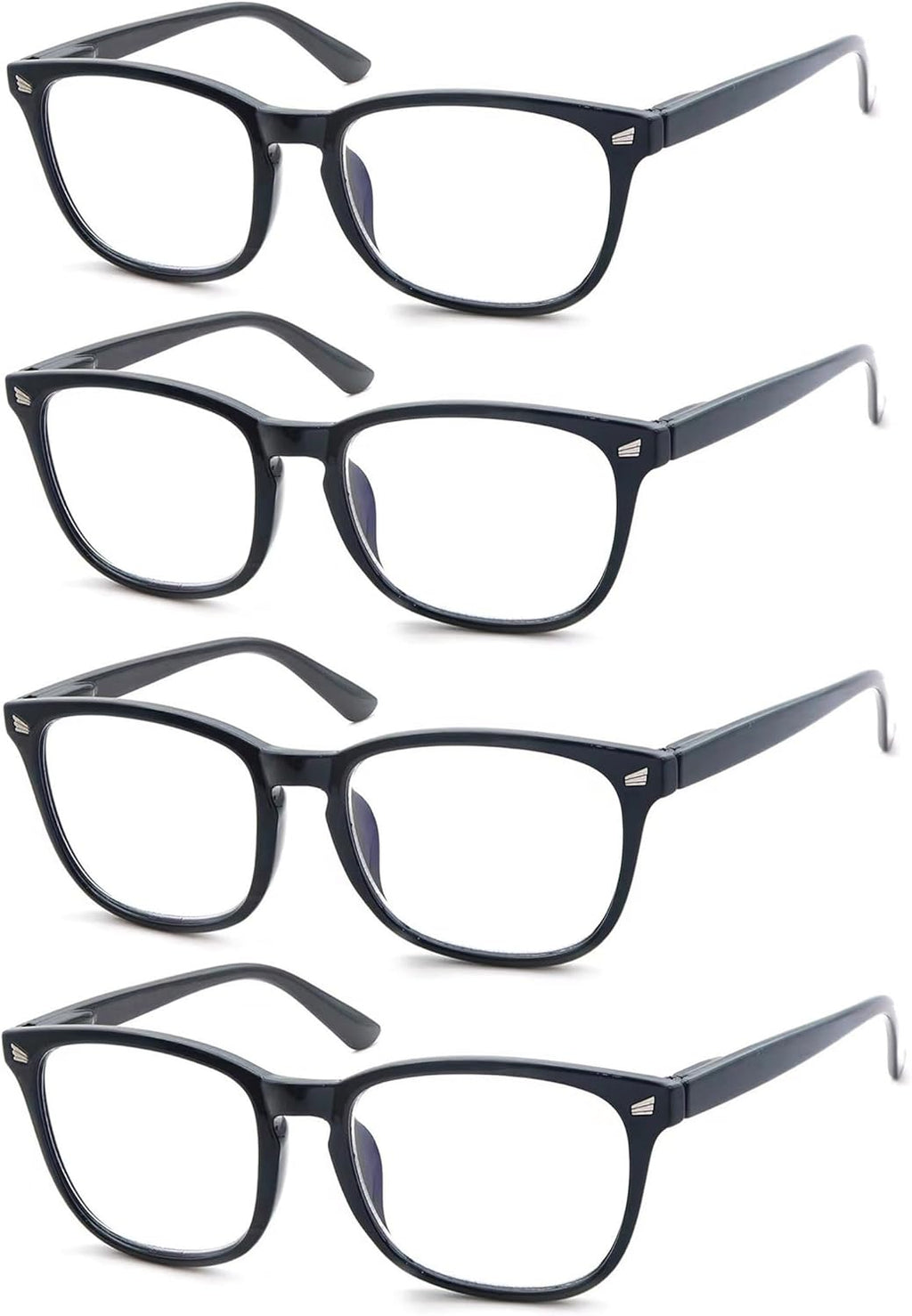 Black Reading Glasses for Women Men Blue Light Blocking Square Computer Readers +2.25 Blue Ray Magnifying Cheater Glasses 4 Pack Anti Glare Reduce Eyestrain Protect Eyes