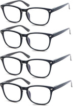Black Reading Glasses for Women Men Blue Light Blocking Square Computer Readers +2.25 Blue Ray Magnifying Cheater Glasses 4 Pack Anti Glare Reduce Eyestrain Protect Eyes