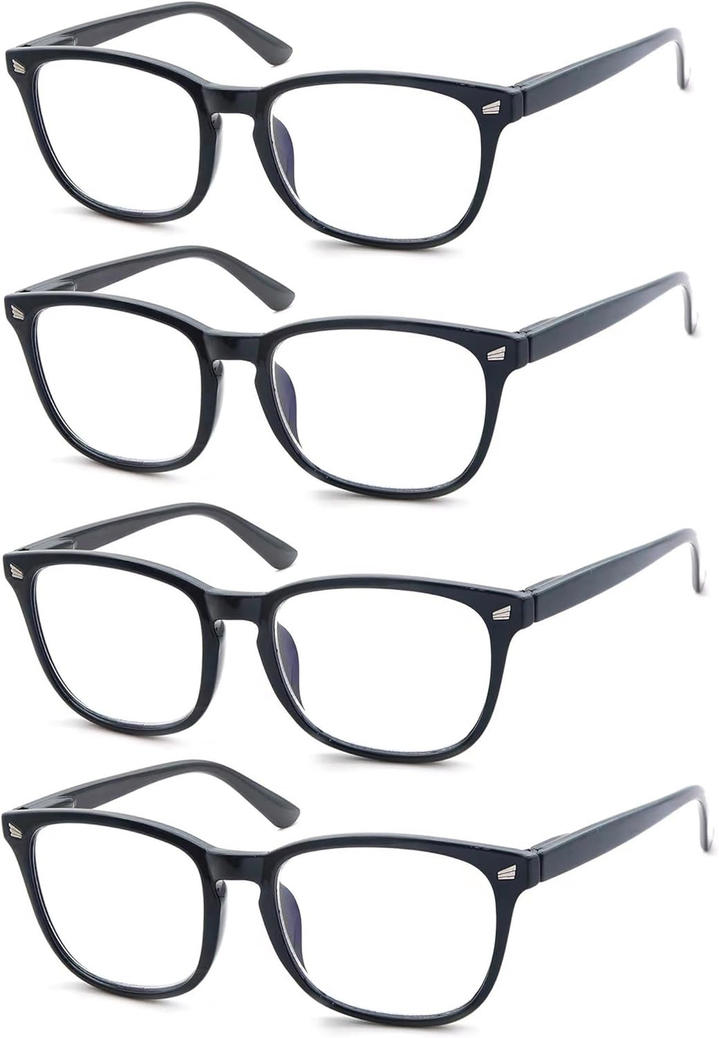 Black Reading Glasses for Women Men Blue Light Blocking Square Computer Readers +2.25 Blue Ray Magnifying Cheater Glasses 4 Pack Anti Glare Reduce Eyestrain Protect Eyes