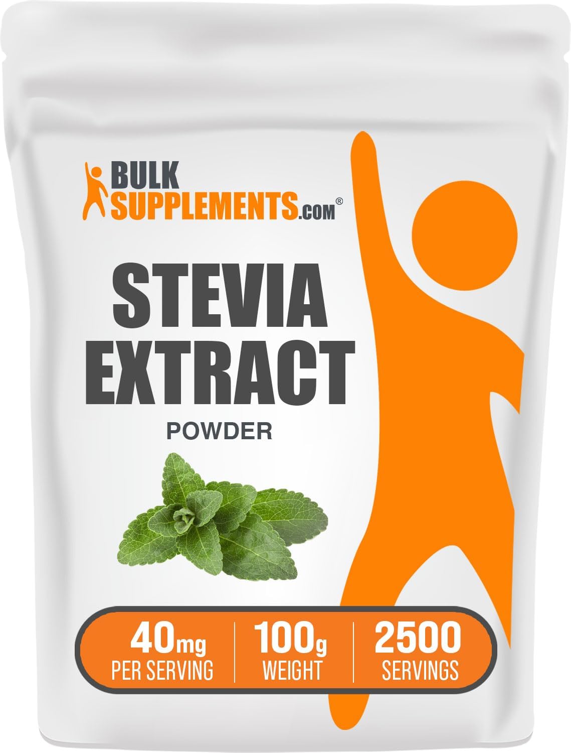 BulkSupplements.com Stevia Extract Powder - Stevia Sweetener, Zero Calorie Sweetener - Gluten Free, 40mg per Serving, 100g (3.5 oz) (Pack of 1)