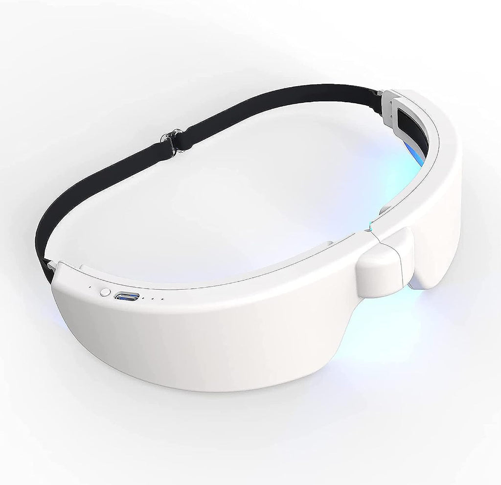 Light Therapy Glasses, Portable & Wearable UV-Free Blue Light Therapy Lamp, Natural Relief for Good Sleep, Happy Mood, Boost Energy and Jet Lag (Glasses-I)