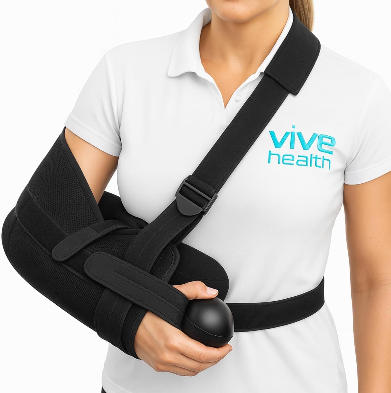 Vive Shoulder Abduction Sling - Immobilizer for Injury Support - Pain Relief Arm Pillow for Rotator Cuff, Sublexion, Surgery, Dislocated, Broken Arm - Brace Includes Pocket Strap, Stress Ball, Wedge