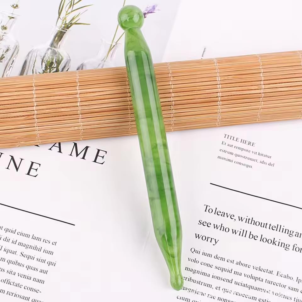 4pcs Gua Sha Facial Tools Jade Massage Sticks for JawlineSculpting Puffiness Reducing for Face Body Relieve Muscle Green