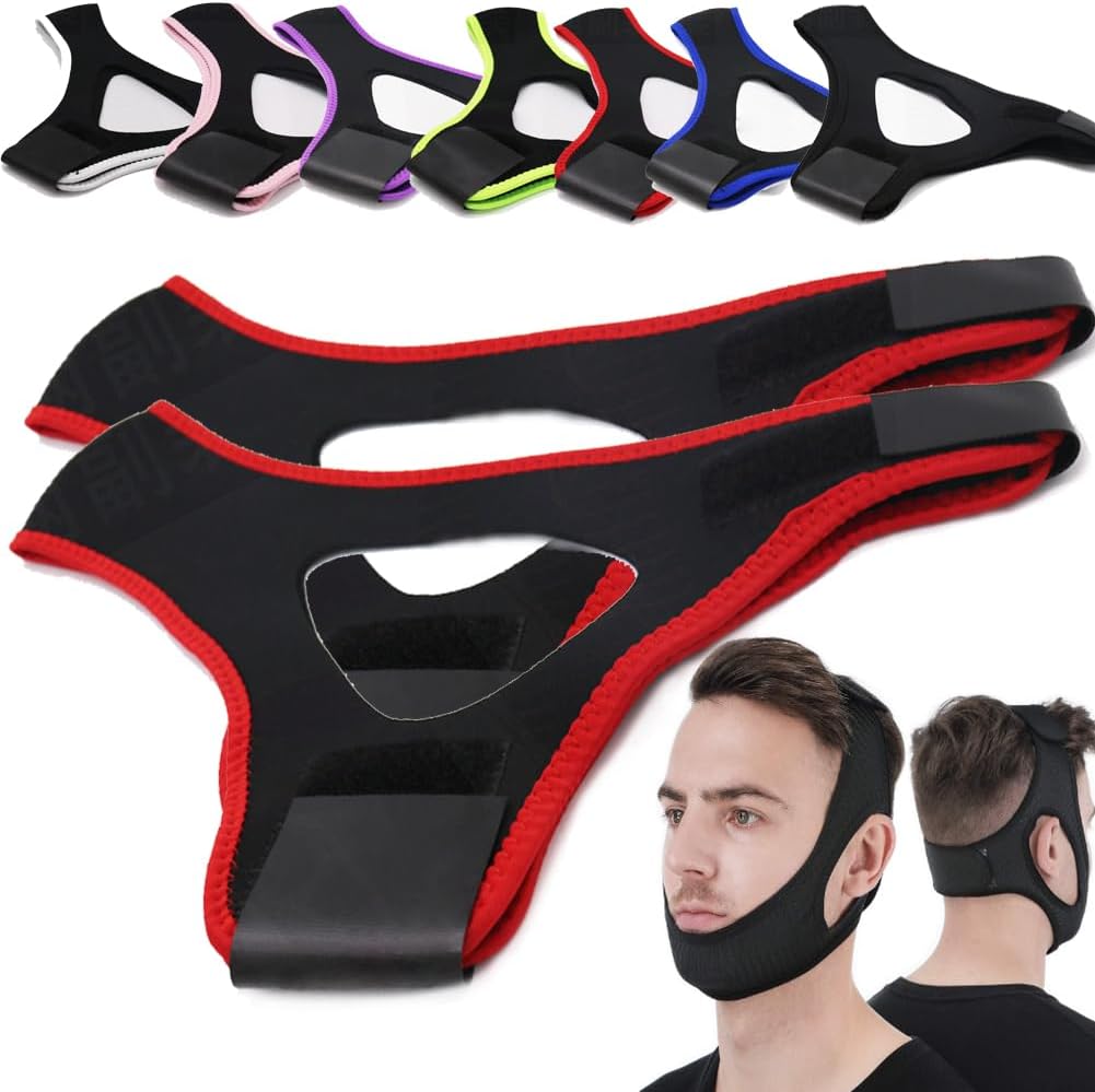 Airflow Jaw Strap Veralabs, Veralabs Air Flow Jaw Strap, Airflow Jaw Strap, Adjustable Jaw Strap for Sleeping Close Mouth, Anti Snoring Chin Strap for Women Men Snoring (Red,1 Pcs)