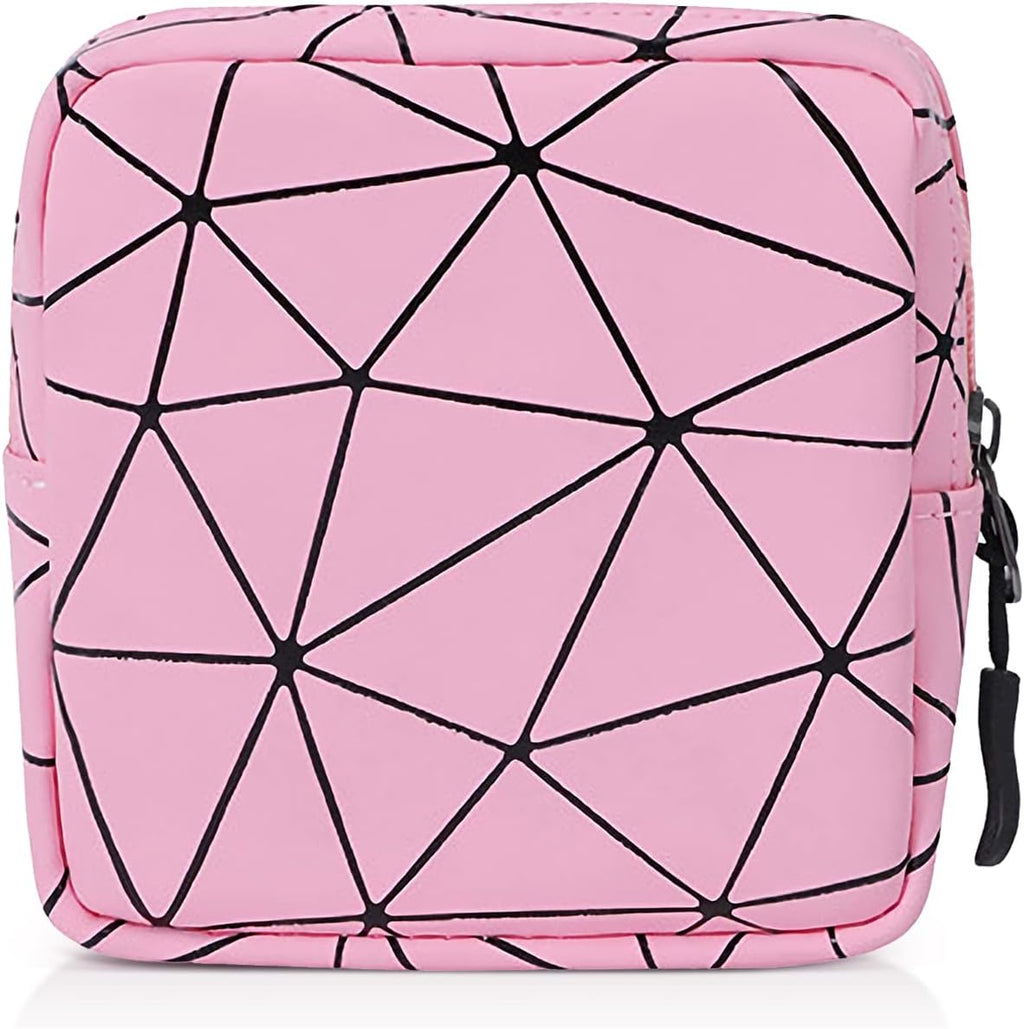Sanitary Napkin Storage Bag with Zipper,Portable Menstrual Cup Pouch Sanitary Napkin Pads Storage Bags,Feminine First Period Bag for Teen Girls Women (Pink)