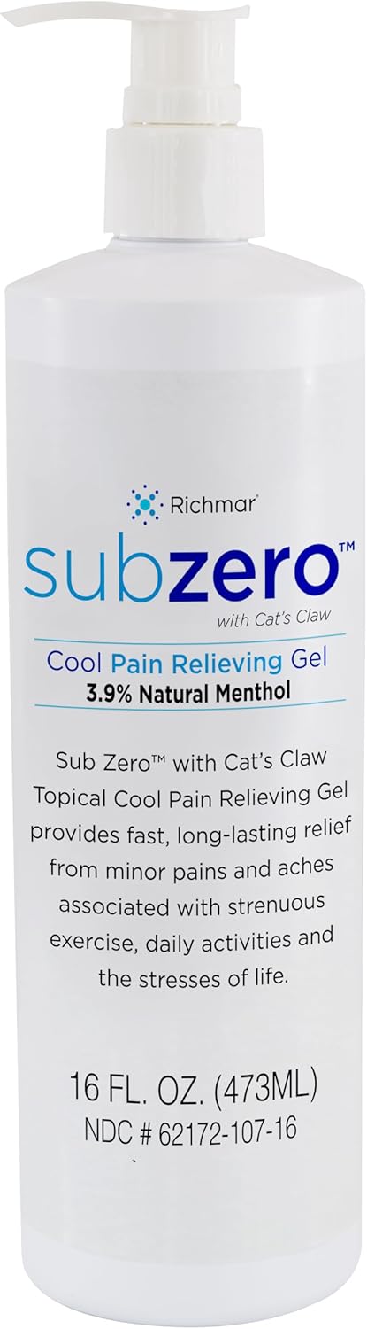Sub Zero Cooling Pain Relief Gel, 16oz Bottle with Pump - Joint Relief and Nerve Pain Relief Cream for Muscle Deep Pain Relief and Arthritis Relief