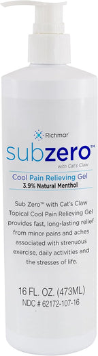 Sub Zero Cooling Pain Relief Gel, 16oz Bottle with Pump - Joint Relief and Nerve Pain Relief Cream for Muscle Deep Pain Relief and Arthritis Relief
