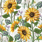 IHR Ideal Home Range Party Napkins Disposable 3-Ply Paper Lunch Napkin Pack, 6.5" x 6.5", Sunflower Meadows, 20-Count