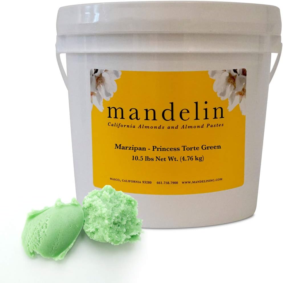 Mandelin Princess Torte Green Marzipan Modeling Paste, 33% Almonds, 67% Sugar (Green, 10.5 lb)