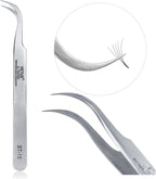 LASHVIEW Lash Tweezer, Vetus Curved Eyelash Tweezers for Profissional Grafting Eyelash Extension, Stainless Steel Needle Nose Tweezers for Lash Extension Stickers Precision Electronics, ST15