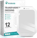 Transparent Film Dressing 6'' x 8'' Box of 12 - Waterproof Bandages for Swimming, Showering, Wounds, Post Surgical Shower or IV Shield, Tattoo Aftercare Bandage, Scar Therapy, Adhesive Patches