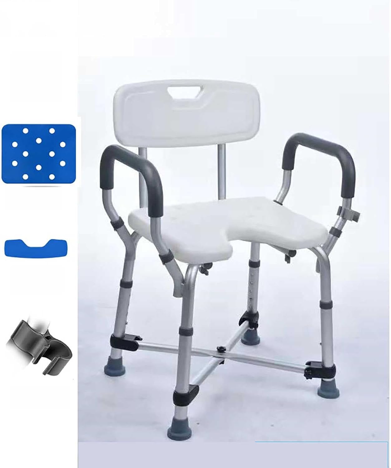Adjustable Foldable with Back and Arms for Disabled, Elderly and Pregnant, Portable Seat with 330 Lbs Beacapacity - Ideal Bath Stool for Independence and Safety/A-2