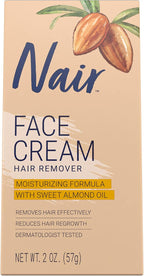 Nair Hair Remover Moisturizing Face Cream, with Sweet Almond Oil, 2OZ