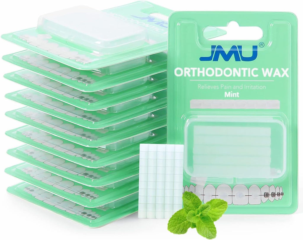 JMU 10 Pack Orthodontic Wax, Precut Braces Wax, Dental Wax Braces Mint Flavored