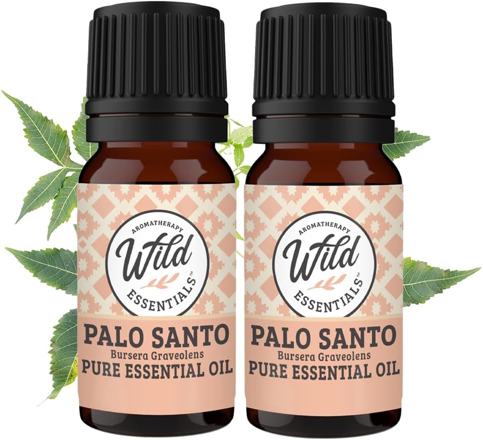 Wild Essentials Palo Santo 2 Pack of Essential Oil - 10ml, Premium Grade, 100% Pure, Made and Bottled in The USA, Cleansing, Purifying, Relaxing, Smudge Oil