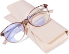 OPTOFENDY Bifocal Reading Glasses for Women, TR90 Round Clear Top Blue Light Computer Readers with Spring Hinge