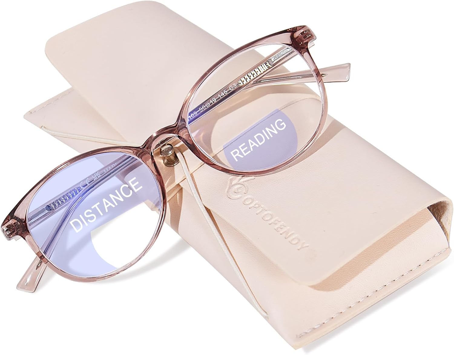 OPTOFENDY Bifocal Reading Glasses for Women, TR90 Round Clear Top Blue Light Computer Readers with Spring Hinge