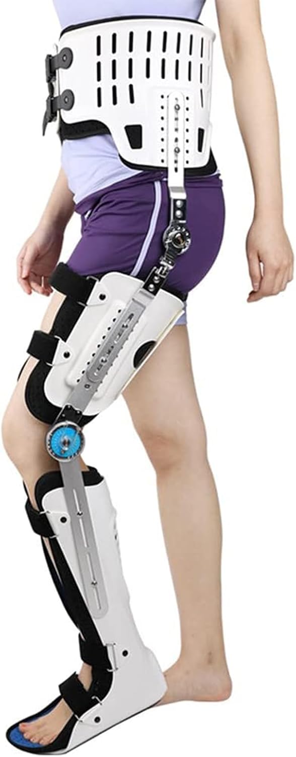 Knee Support Brace - Hip Knee Ankle Foot Orthosis Braces with Walking Boots for Hip Fracture Rehabilitation Equipment,Left