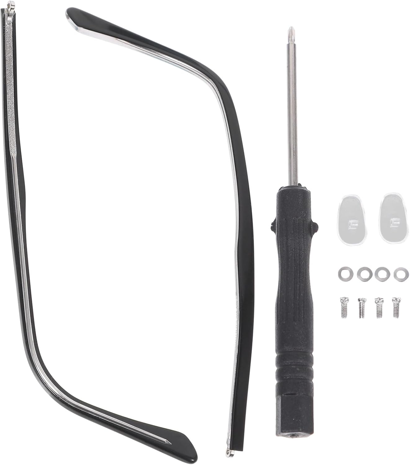 DOITOOL 1 Pair Metal Glasses Replacement Temple, Eyeglass Arms Legs Replacement, Glasses Repair Kit Universal Glasses Arm Replacement Legs for Glasses, Sunglasses, Black