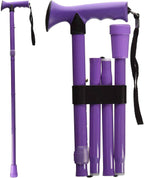 HealthSmart Folding Walking Stick, Soft Comfort Grip Collapsible Walking Stick, Adjustable Folding Walking Cane, FSA HSA Eligible, Lavender
