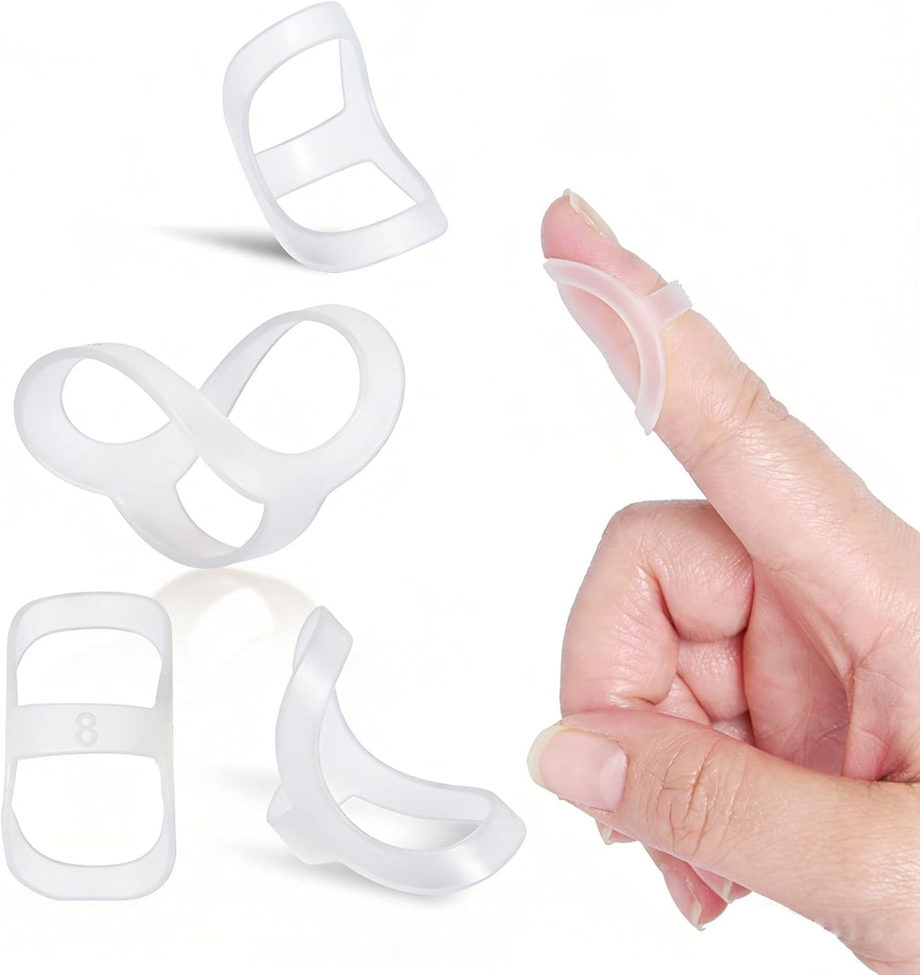 Finger Splint Set, Clear Plastic, for Arthritis, Mallet Finger, Trigger Finger and Hypermobility, Includes Oval Splints and Sleeves, Adult Unisex(Half Clear, White)