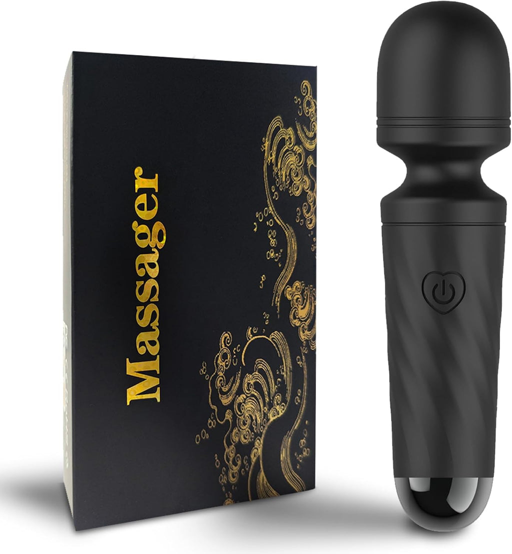 Rechargeable Mini Personal Massager with 10 Quiet Vibration Modes Cordless Handheld Massager for Neck Shoulder Back Body（Black）