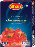 Shan Jelly Crystals Strawberry 2.82 oz (80g) | Cristaux De Gelee la Fraise | Quick & Easy Instant Jello | Vegetarian-Friendly Strawberry Flavor | Airtight Bag in a Box