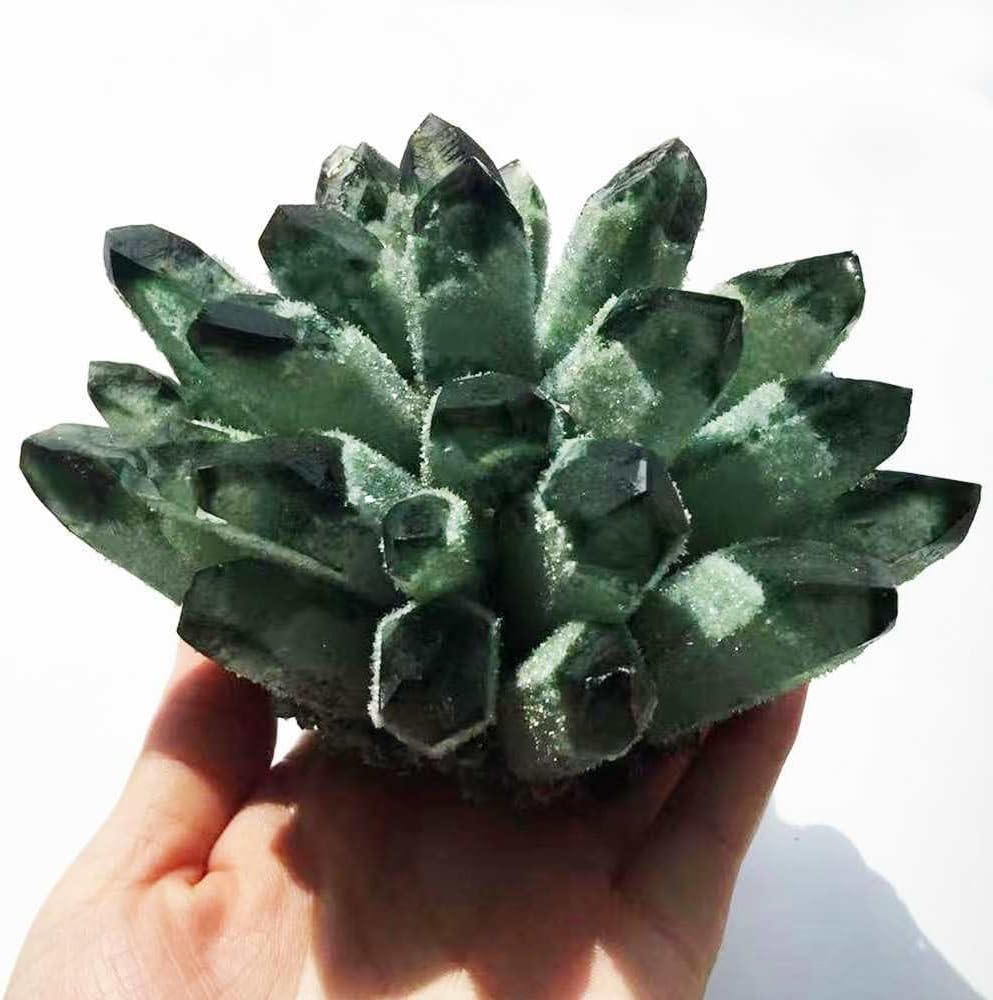 Natural Green Ghost Phantom Quartz Crystal Cluster Rock Stones and Crystals Reiki Specimen Home Decor,900g