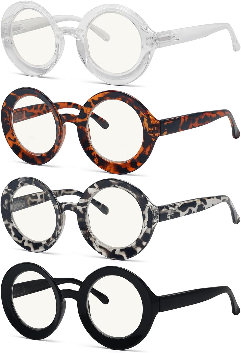 Eyekepper 4-Pack Progressive Multifocus Reading Glasses Blue Light Blocking Round Women No Line Multifocal Readers