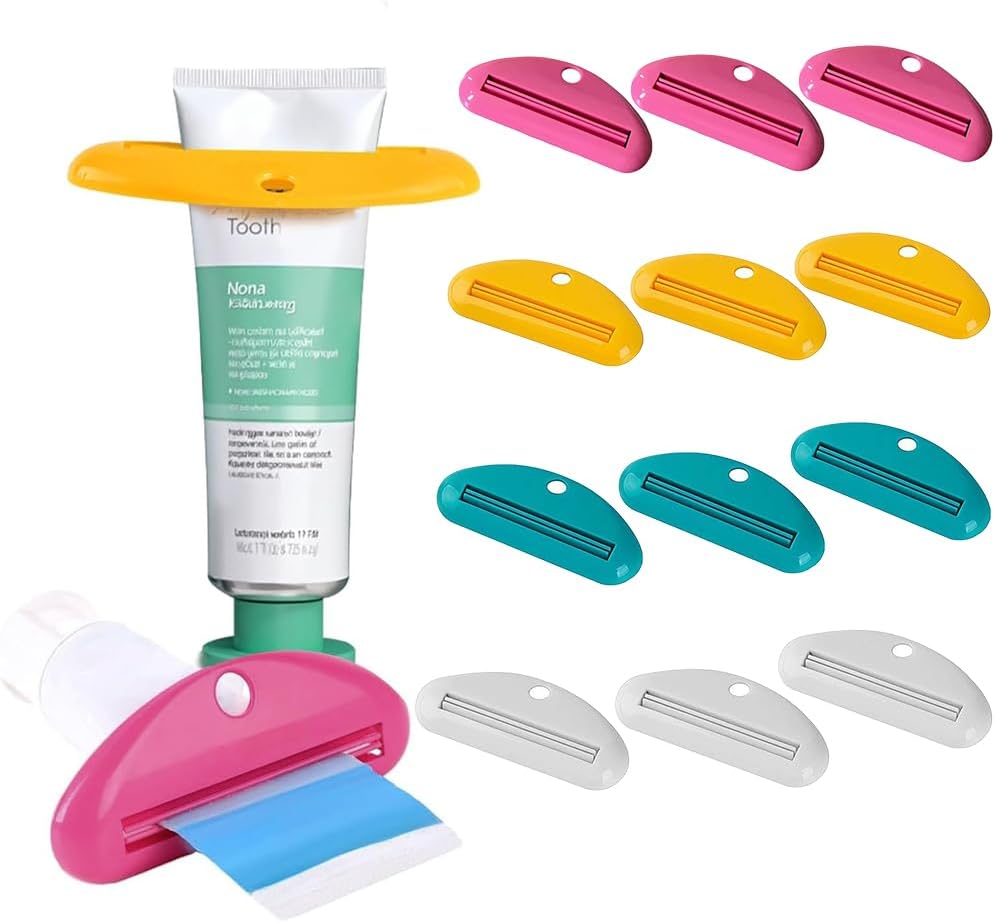 12 Pcs Toothpaste Squeezers, Colorful Plastic Toothpaste Clips Tube Squeezer Toothpaste Clip for Bathroom, Suitable for Toothpaste, Cream, Cosmetics