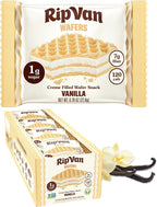 Rip Van Vanilla Keto Wafer Cookies, Healthy Vegan Snack, Non GMO, Low Carb, Low Sugar (1g), Low Calorie, 16 Count