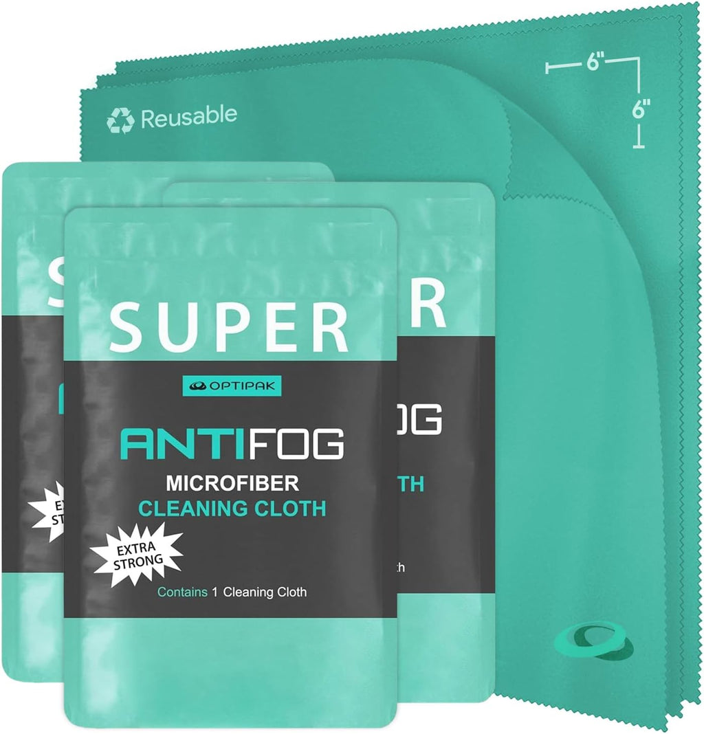 Anti Fog Microfiber Cleaning Cloth for Glasses | Individually Wrapped Microfiber Lens Cleaning Cloth for Eyeglasses, Lenses, Binoculars, Face Shields, Ski Masks or Swim Goggles (3 Count)