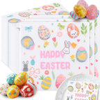 20 Pack Disposable Paper Napkins,Soft Absorbent Biodegradable Cocktail Napkin, Floral Egg Decorative for Spring Celebrations Picnic Kids Birthday
